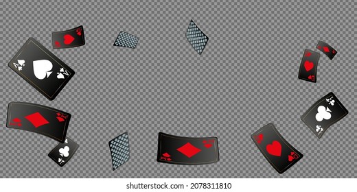 Casino Playing Cards. Pattern for ads of parties, events in Vegas. Vector illustration
