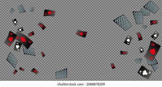 Casino Playing Cards. Pattern for ads of parties, events in Vegas. Vector illustration in vintage style.