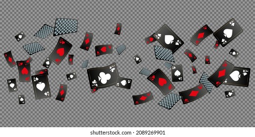 Casino Playing Cards. Pattern for ads of parties, events in Vegas. Vector illustration in vintage style.
