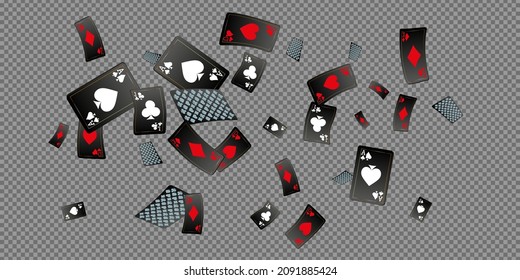 Cartas de juego del Casino. Patrón para anuncios de fiestas, eventos en Las Vegas. Ilustración vectorial en estilo vintage.