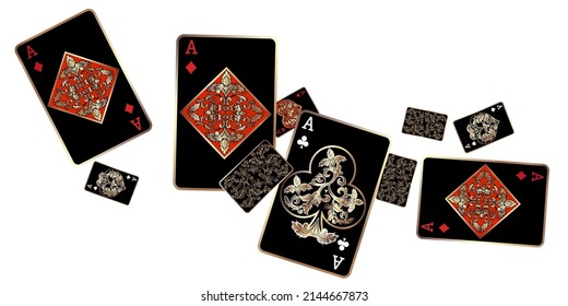 Casino Playing Cards. Pattern for ads of parties, events in Vegas. Vector illustration in vintage style.
