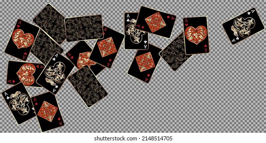 Casino Playing Cards. Pattern for ads of parties, events in Vegas. Vector illustration in vintage style.