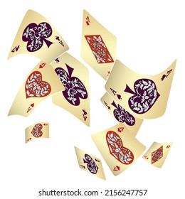 Casino Playing Cards. Pattern for ads of parties, events in Vegas. Vector illustration in vintage style.