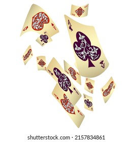 Casino Playing Cards. Pattern for ads of parties, events in Vegas. Vector illustration in vintage style.