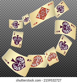 Cartas de juego del Casino. Patrón para anuncios de fiestas, eventos en Las Vegas. Ilustración vectorial en estilo vintage.