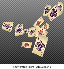 Casino Playing Cards. Pattern for ads of parties, events in Vegas. Vector illustration in vintage style.