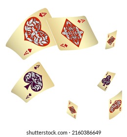 Casino Playing Cards. Pattern for ads of parties, events in Vegas. Vector illustration in vintage style.