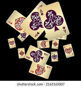 Casino Playing Cards. Pattern for ads of parties, events in Vegas. Vector illustration in vintage style.