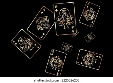 Casino Playing Cards. Pattern for ads of parties, events in Vegas. Vector illustration in vintage style.