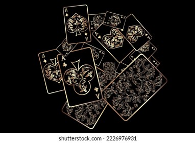 Casino Playing Cards. Pattern for ads of parties, events in Vegas. Vector illustration in vintage style.