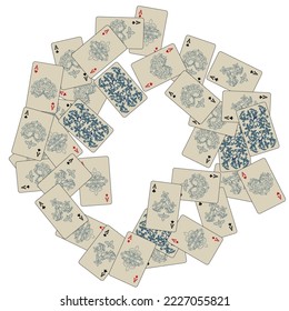 Casino Playing Cards. Pattern for ads of parties, events in Vegas. Vector illustration in vintage style.