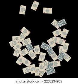 Casino Playing Cards. Pattern for ads of parties, events in Vegas. Vector illustration in vintage style.