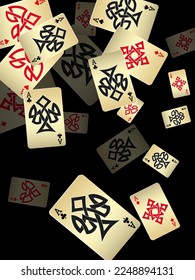 Casino Playing Cards. Pattern for ads of parties, events in Vegas. Vector illustration in celtic style.