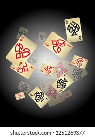 Casino Playing Cards. Pattern for ads of parties, events in Vegas.  Vector illustration in celtic style.
