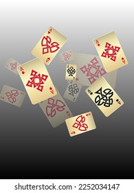 Casino Playing Cards. Pattern for ads of parties, events in Vegas.  Vector illustration in celtic style.
