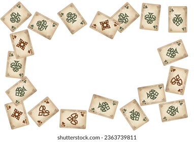 Casino Playing Cards. Pattern for ads of parties, events in Vegas. Vector illustration in vintage style. Vector illustration in celtic style.
