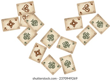 Casino Playing Cards. Pattern for ads of parties, events in Vegas. Vector illustration in vintage style. Vector illustration in celtic style.
