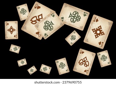 Casino Playing Cards. Pattern for ads of parties, events in Vegas. Vector illustration in vintage style. Vector illustration in celtic style.
