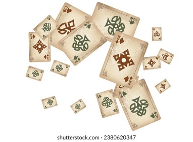 Casino Playing Cards. Pattern for ads of parties, events in Vegas. Vector illustration in vintage style. Vector illustration in celtic style.
