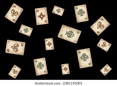 Casino Playing Cards. Pattern for ads of parties, events in Vegas. Vector illustration in vintage style. Vector illustration in celtic style.
