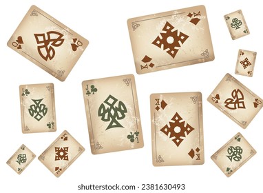 Casino Playing Cards. Pattern for ads of parties, events in Vegas. Vector illustration in vintage style. Vector illustration in celtic style.
