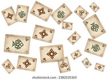 Casino Playing Cards. Pattern for ads of parties, events in Vegas. Vector illustration in vintage style. Vector illustration in celtic style.
