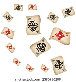Casino Playing Cards. Pattern for ads of parties, events in Vegas. Vector illustration in vintage style. Vector illustration in celtic style.

