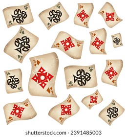 Casino Playing Cards. Pattern for ads of parties, events in Vegas. Vector illustration in vintage style. Vector illustration in celtic style.
