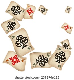 Casino Playing Cards. Pattern for ads of parties, events in Vegas. Vector illustration in vintage style. Vector illustration in celtic style.
