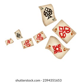 Casino Spielkarten. Muster für Werbung für Partys, Events in Vegas. Vektorgrafik im Vintage-Stil. Vektorgrafik im keltischen Stil.
