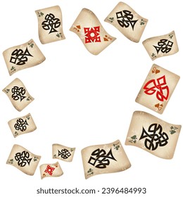 Casino Playing Cards. Pattern for ads of parties, events in Vegas. Vector illustration in vintage style. Vector illustration in celtic style.
