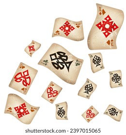 Casino Playing Cards. Pattern for ads of parties, events in Vegas. Vector illustration in vintage style. Vector illustration in celtic style.
