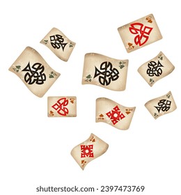 Casino Playing Cards. Pattern for ads of parties, events in Vegas. Vector illustration in vintage style. Vector illustration in celtic style.

