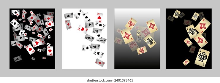 Casino Playing Cards. Pattern for ads of parties, events in Vegas. Vector illustration in vintage style. Vector illustration in celtic style.
