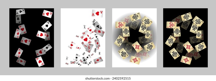 Casino Playing Cards. Pattern for ads of parties, events in Vegas. Vector illustration in vintage style. Vector illustration in celtic style.