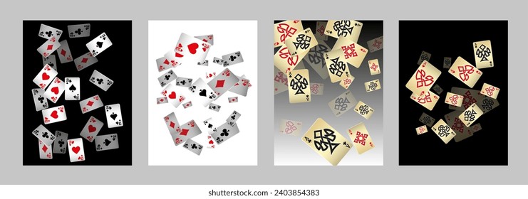 Casino Playing Cards. Pattern for ads of parties, events in Vegas. Vector illustration in vintage style. Vector illustration in celtic style.
