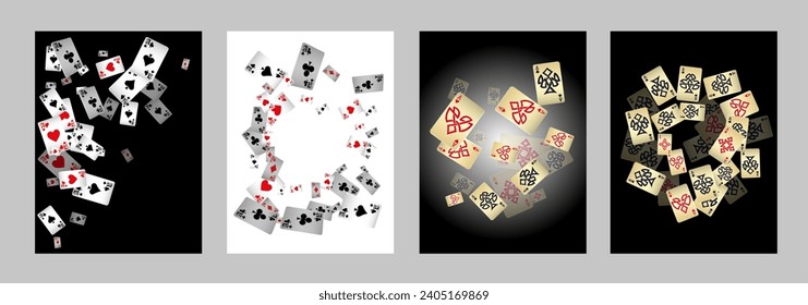 Casino Playing Cards. Pattern for ads of parties, events in Vegas. Vector illustration in vintage style. Vector illustration in celtic style.
