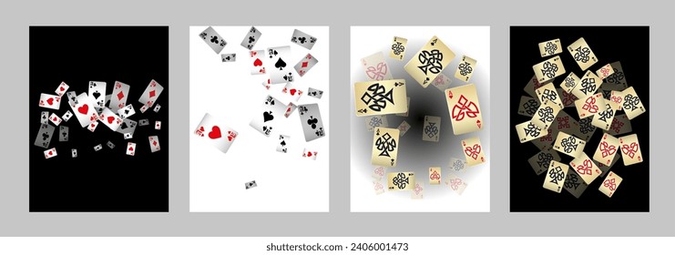 Casino Playing Cards. Pattern for ads of parties, events in Vegas. Vector illustration in vintage style. Vector illustration in celtic style.
