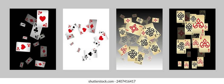 Casino Playing Cards. Pattern for ads of parties, events in Vegas. Vector illustration in vintage style. Vector illustration in celtic style.
