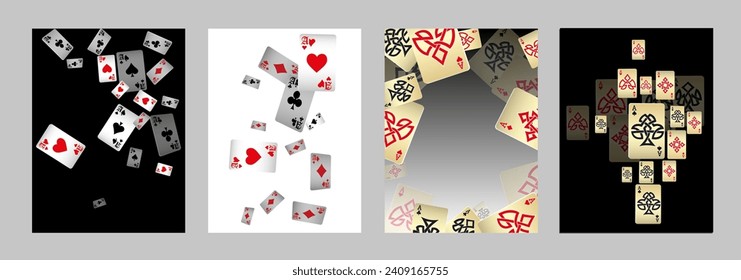 Casino Playing Cards. Pattern for ads of parties, events in Vegas. Vector illustration in vintage style. Vector illustration in celtic style.
