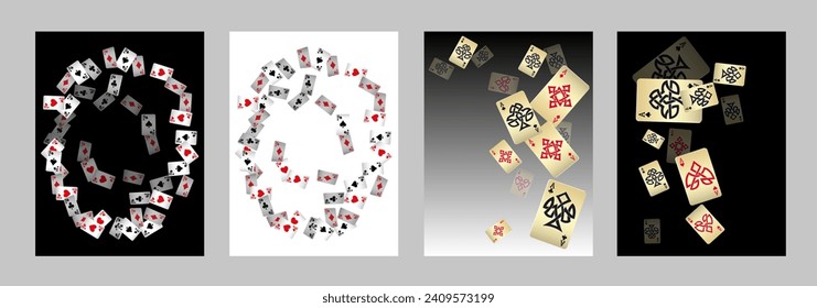 Casino Playing Cards. Pattern for ads of parties, events in Vegas. Vector illustration in vintage style. Vector illustration in celtic style.
