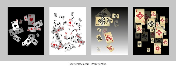 Casino Playing Cards. Pattern for ads of parties, events in Vegas. Vector illustration in vintage style. Vector illustration in celtic style.

