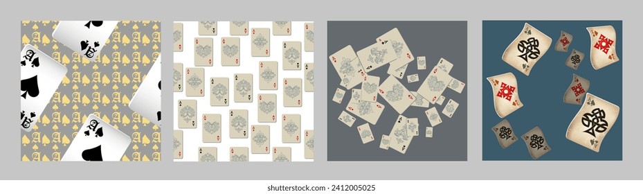 Casino Playing Cards. Pattern for ads of parties, events in Vegas. Vector illustration in vintage style. Vector illustration in celtic style.
