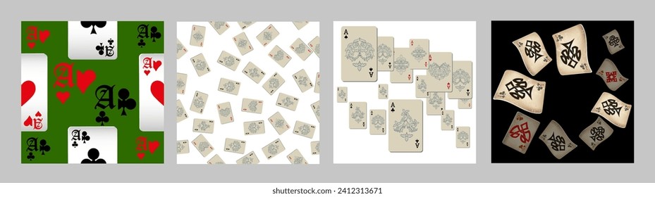 Casino Playing Cards. Pattern for ads of parties, events in Vegas. Vector illustration in vintage style. Vector illustration in celtic style.
