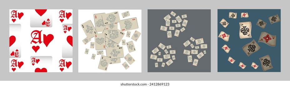 Casino Playing Cards. Pattern for ads of parties, events in Vegas. Vector illustration in vintage style. Vector illustration in celtic style.
