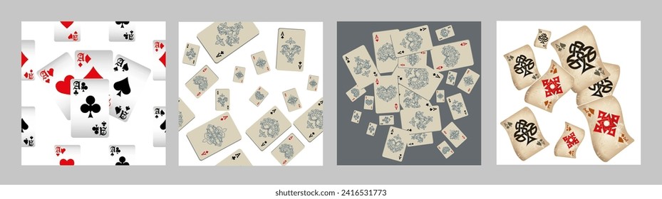 Casino Playing Cards. Pattern for ads of parties, events in Vegas. Vector illustration in vintage style. Vector illustration in celtic style.
