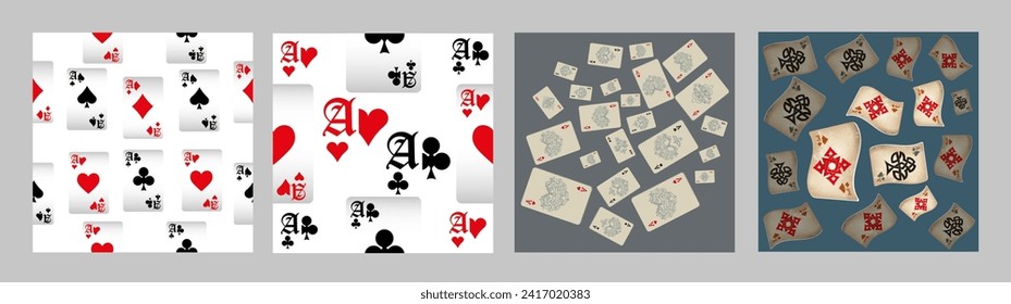 Casino Playing Cards. Pattern for ads of parties, events in Vegas. Vector illustration in vintage style. Vector illustration in celtic style.
