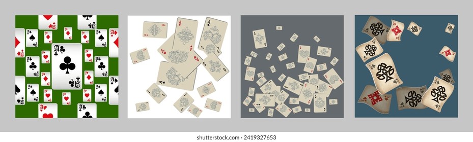 Casino Playing Cards. Pattern for ads of parties, events in Vegas. Vector illustration in vintage style. 
