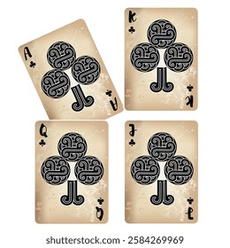 Casino Playing Cards. Pattern for ads of parties, events in Vegas. Vector illustration in vintage style. Vector illustration in celtic style.
