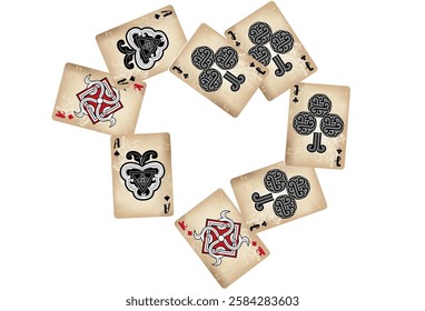 Casino Playing Cards. Pattern for ads of parties, events in Vegas. Vector illustration in vintage style. Vector illustration in celtic style.
